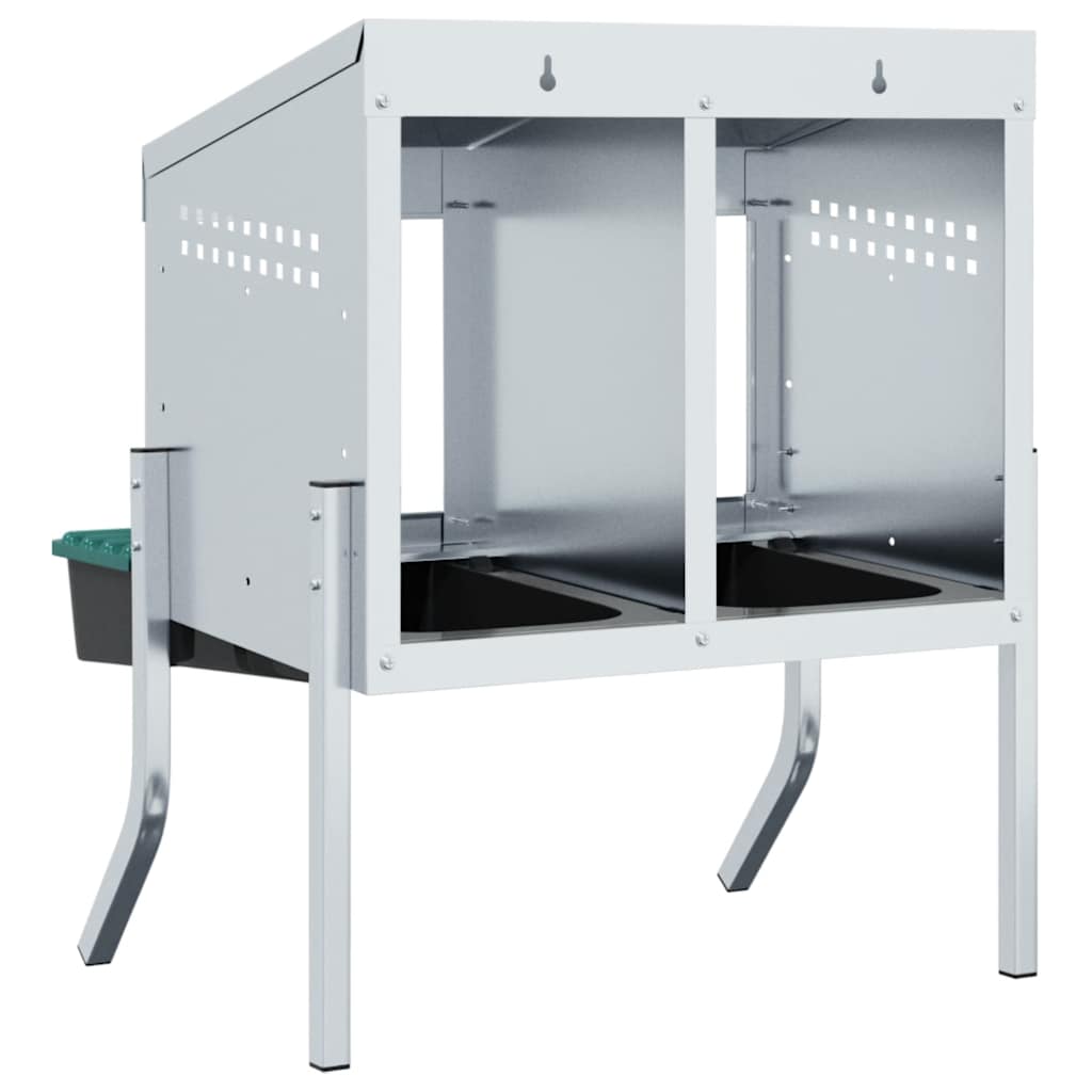 vidaXL Chicken Nesting Box 2 Compartments with Legs Galvanised Steel