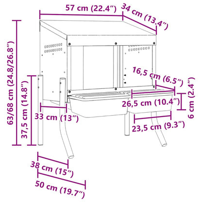 vidaXL Chicken Nesting Box 2 Compartments with Legs Galvanised Steel