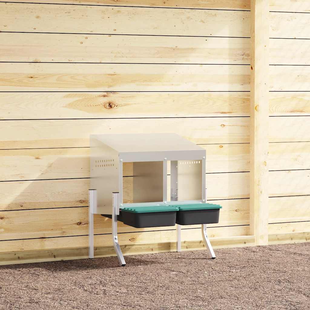 vidaXL Chicken Nesting Box 2 Compartments with Legs Galvanised Steel