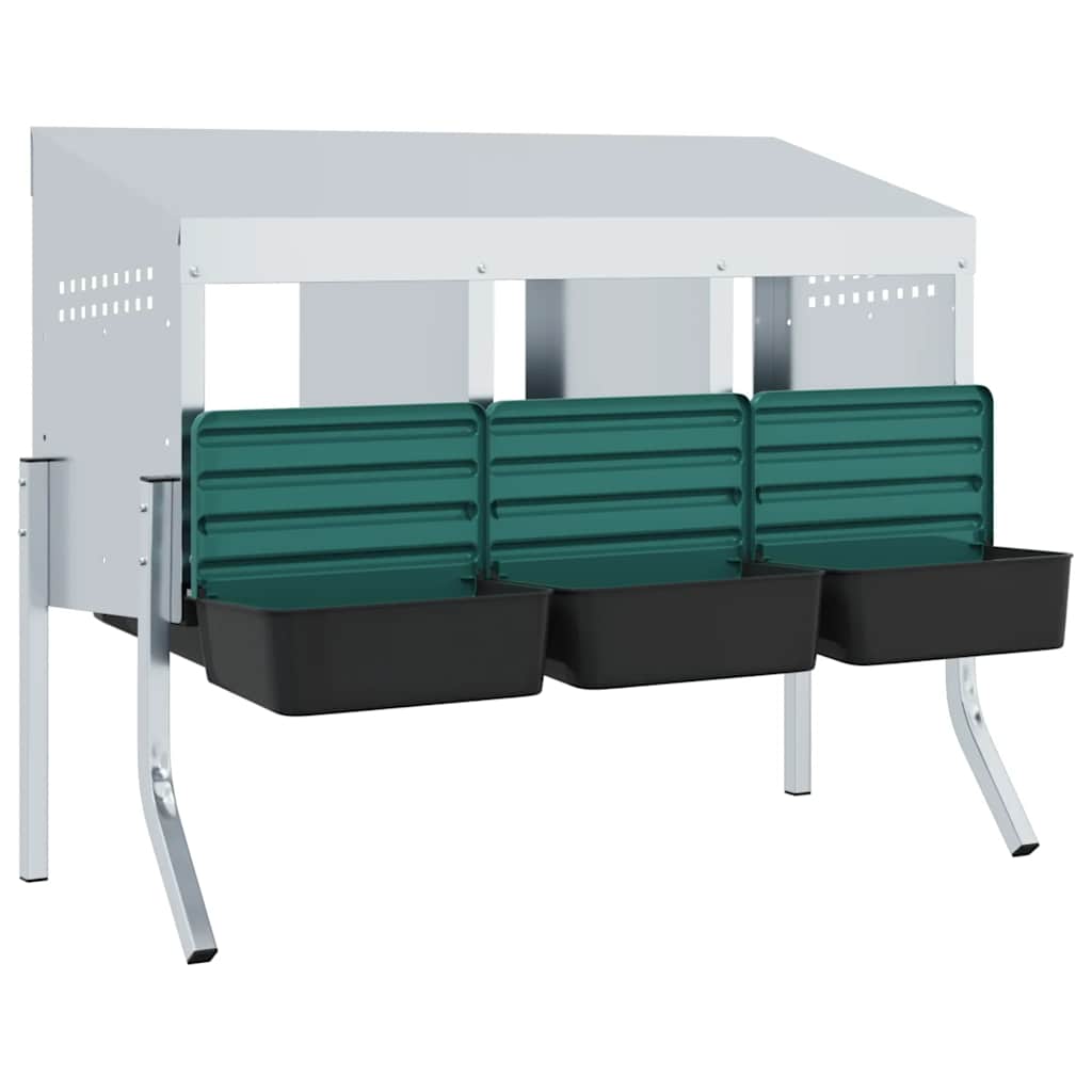 vidaXL Chicken Nesting Box 3 Compartments with Legs Galvanised Steel