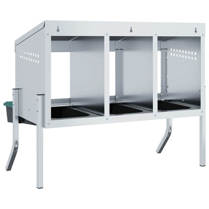 vidaXL Chicken Nesting Box 3 Compartments with Legs Galvanised Steel