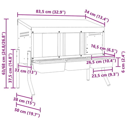 vidaXL Chicken Nesting Box 3 Compartments with Legs Galvanised Steel