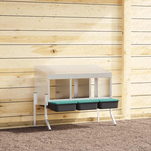 vidaXL Chicken Nesting Box 3 Compartments with Legs Galvanised Steel