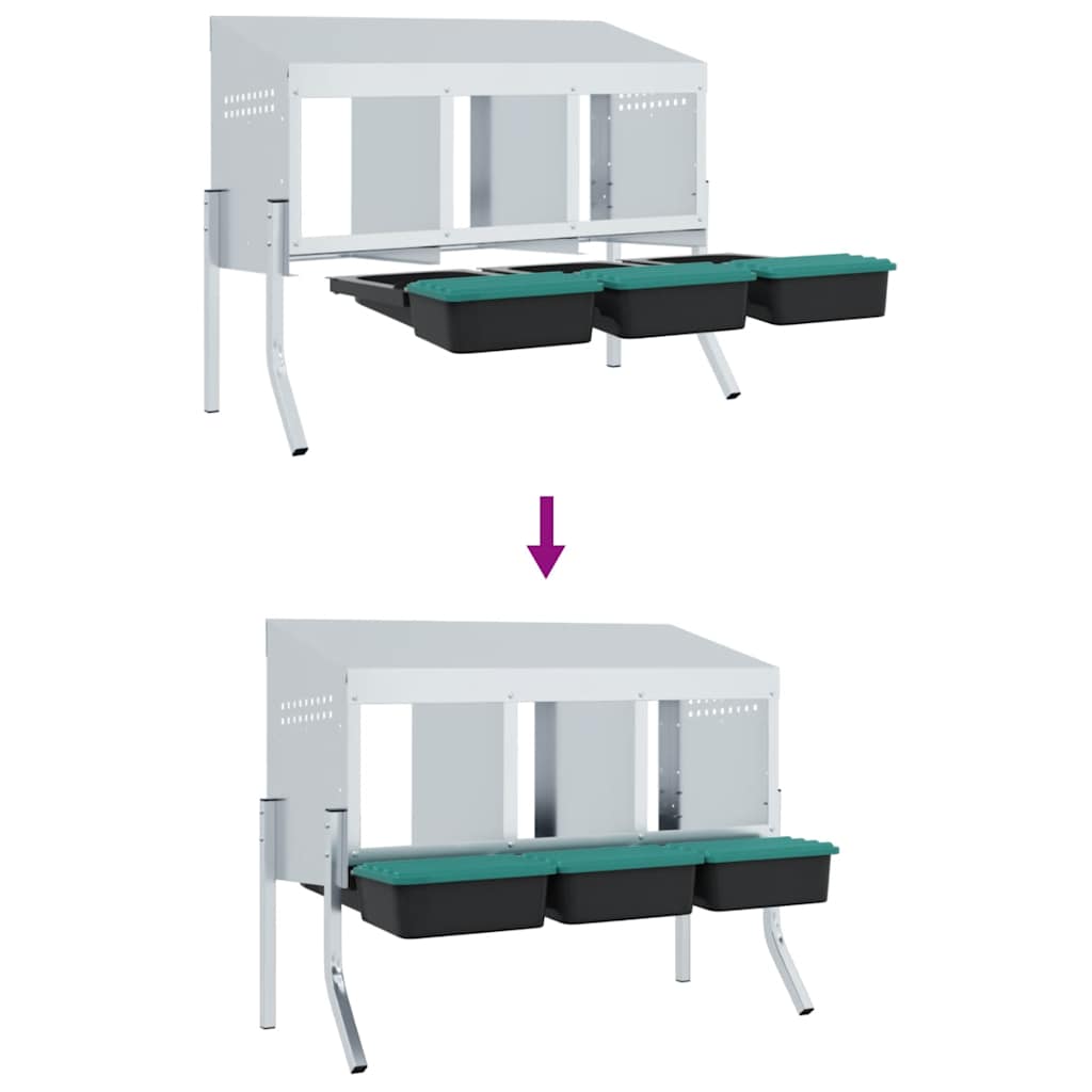 vidaXL Chicken Nesting Box 4 Compartments with Legs Galvanised Steel