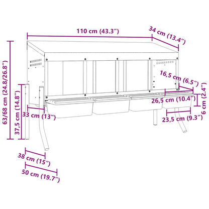 vidaXL Chicken Nesting Box 4 Compartments with Legs Galvanised Steel