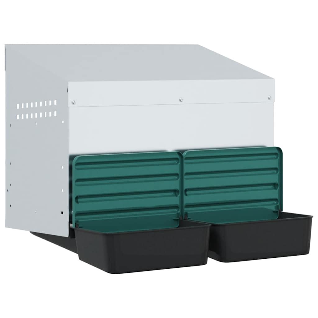 vidaXL Chicken Nesting Box 2 Compartments Wall-Mounted Galvanised Steel