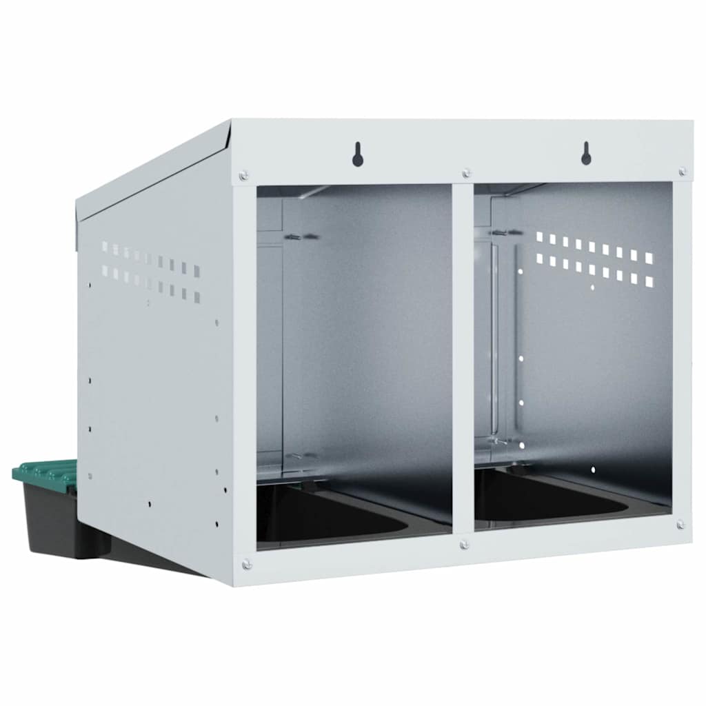 vidaXL Chicken Nesting Box 2 Compartments Wall-Mounted Galvanised Steel