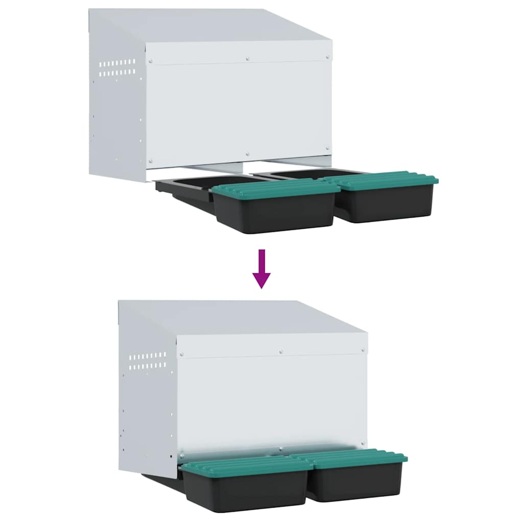 vidaXL Chicken Nesting Box 2 Compartments Wall-Mounted Galvanised Steel
