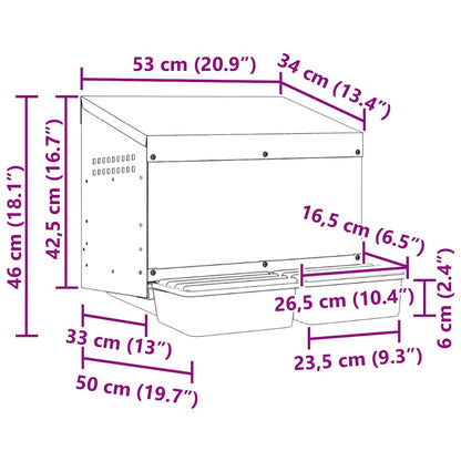 vidaXL Chicken Nesting Box 2 Compartments Wall-Mounted Galvanised Steel