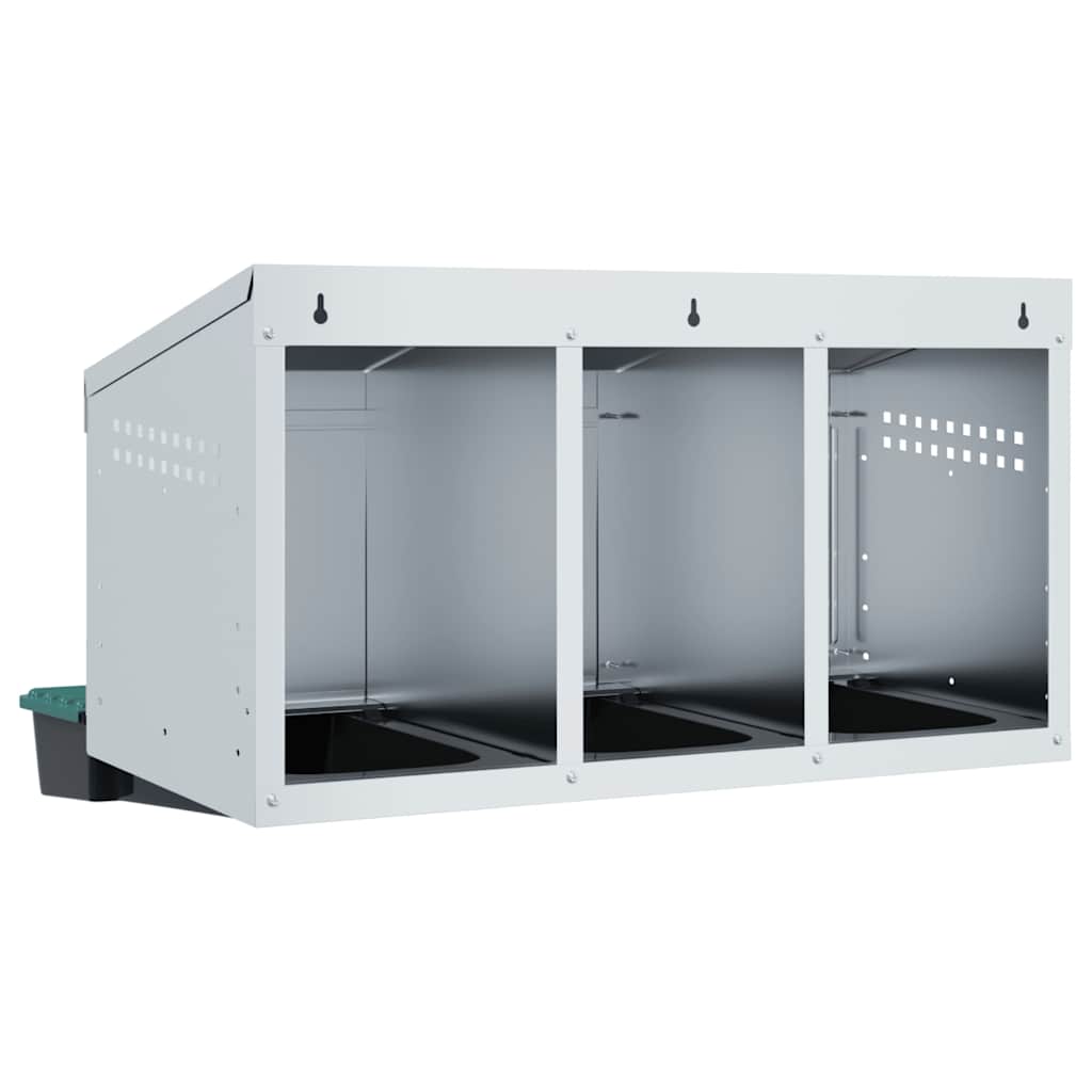 vidaXL Chicken Nesting Box 3 Compartments Wall-Mounted Galvanised Steel