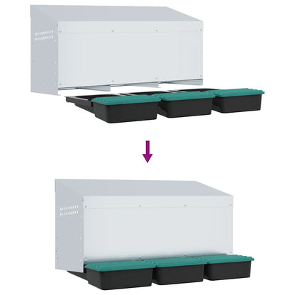vidaXL Chicken Nesting Box 3 Compartments Wall-Mounted Galvanised Steel