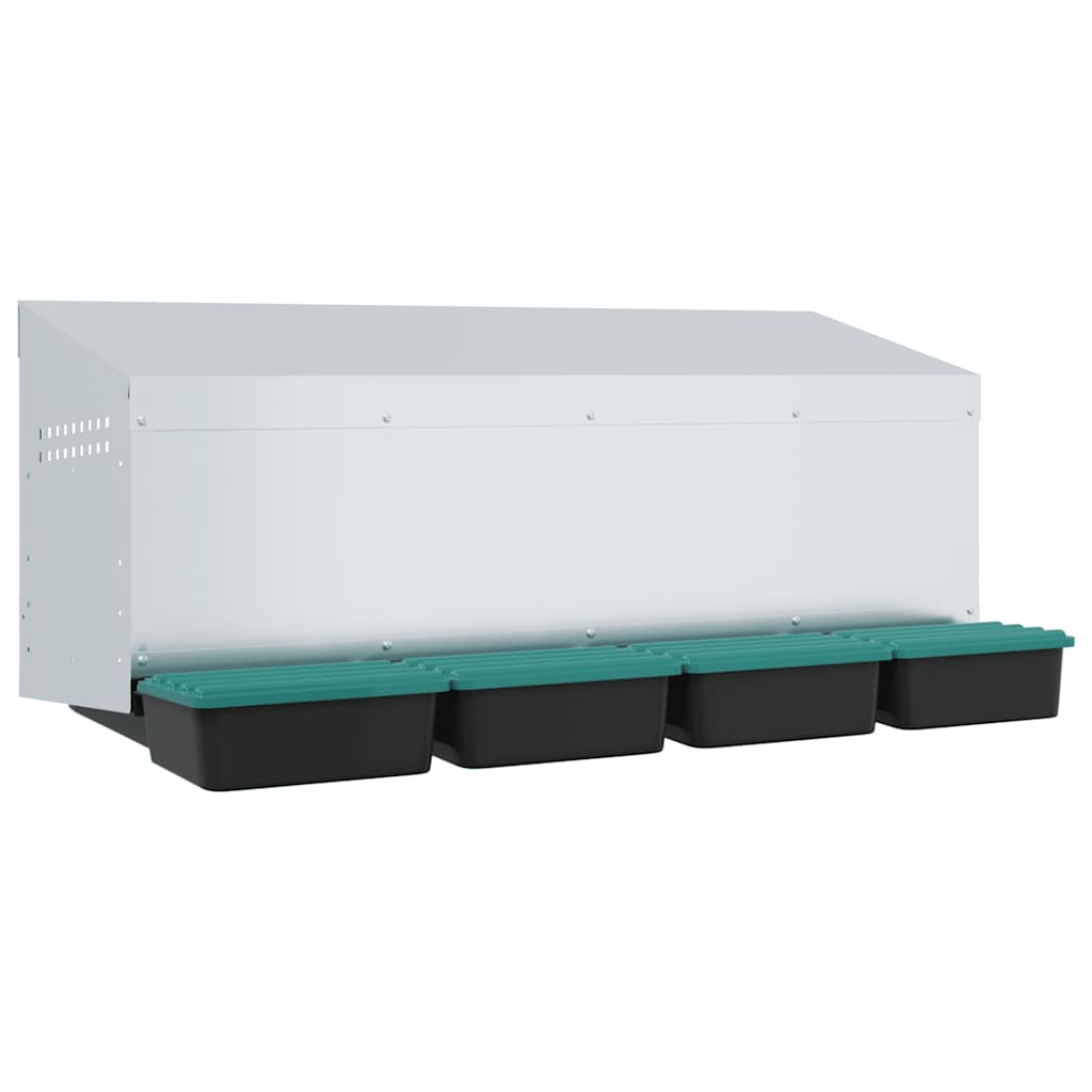 vidaXL Chicken Nesting Box 4 Compartments Wall-Mounted Galvanised Steel