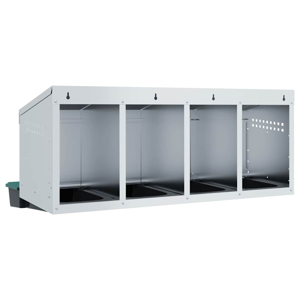 vidaXL Chicken Nesting Box 4 Compartments Wall-Mounted Galvanised Steel