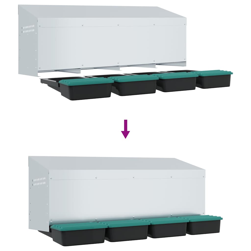 vidaXL Chicken Nesting Box 4 Compartments Wall-Mounted Galvanised Steel