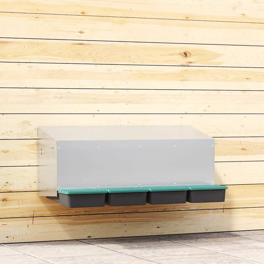 vidaXL Chicken Nesting Box 4 Compartments Wall-Mounted Galvanised Steel