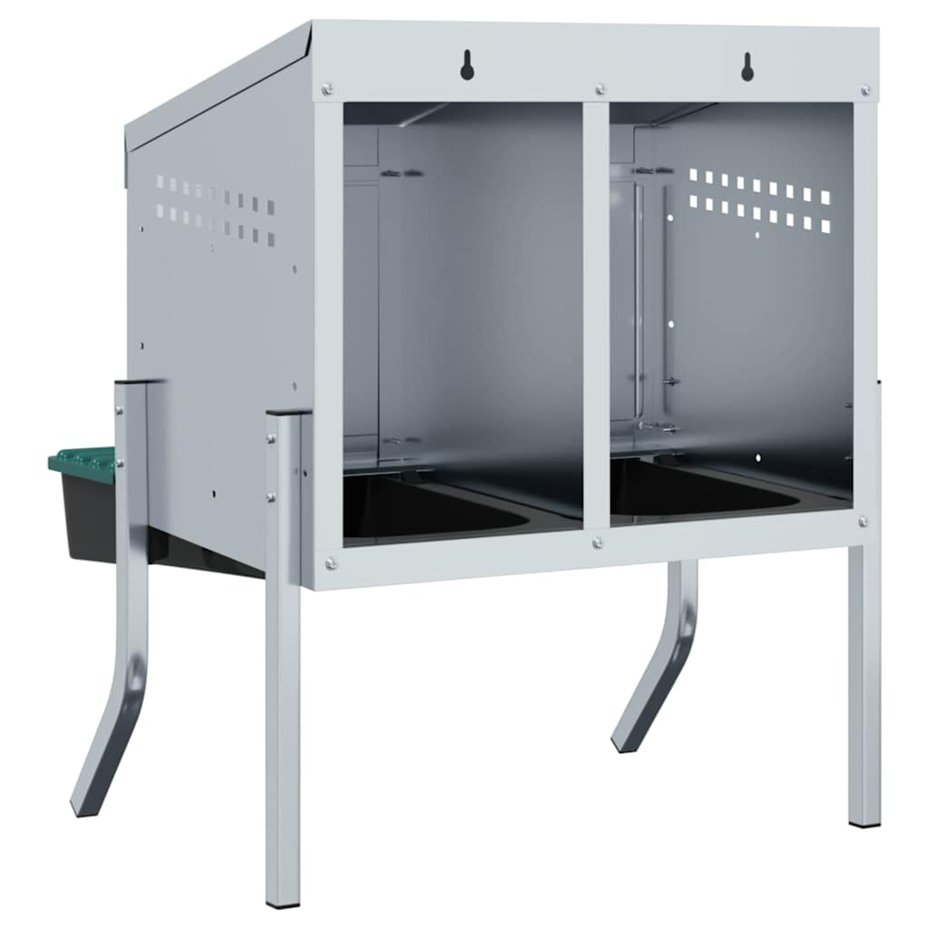 vidaXL Chicken Nesting Box 2 Compartments with Legs Galvanised Steel