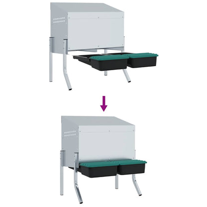 vidaXL Chicken Nesting Box 2 Compartments with Legs Galvanised Steel