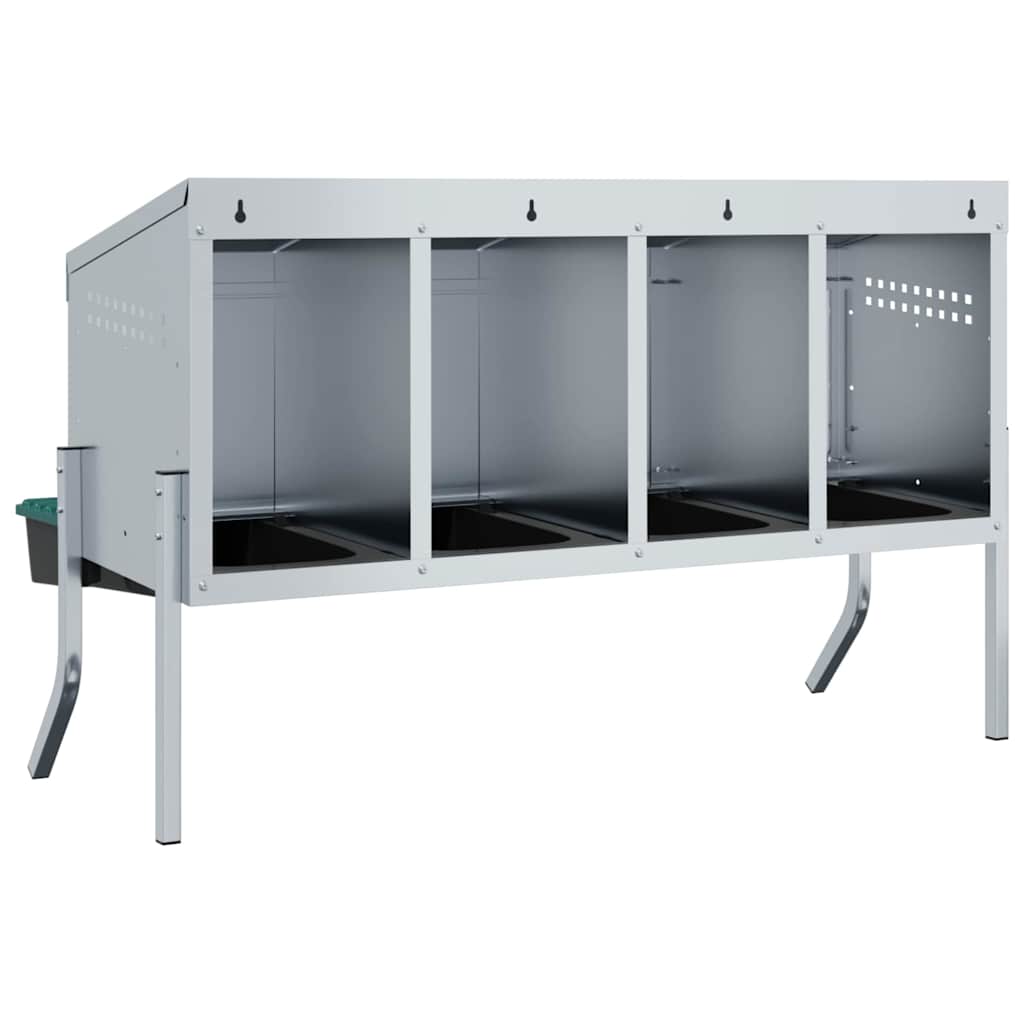 vidaXL Chicken Nesting Box 4 Compartments with Legs Galvanised Steel