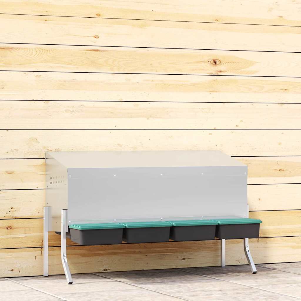 vidaXL Chicken Nesting Box 4 Compartments with Legs Galvanised Steel