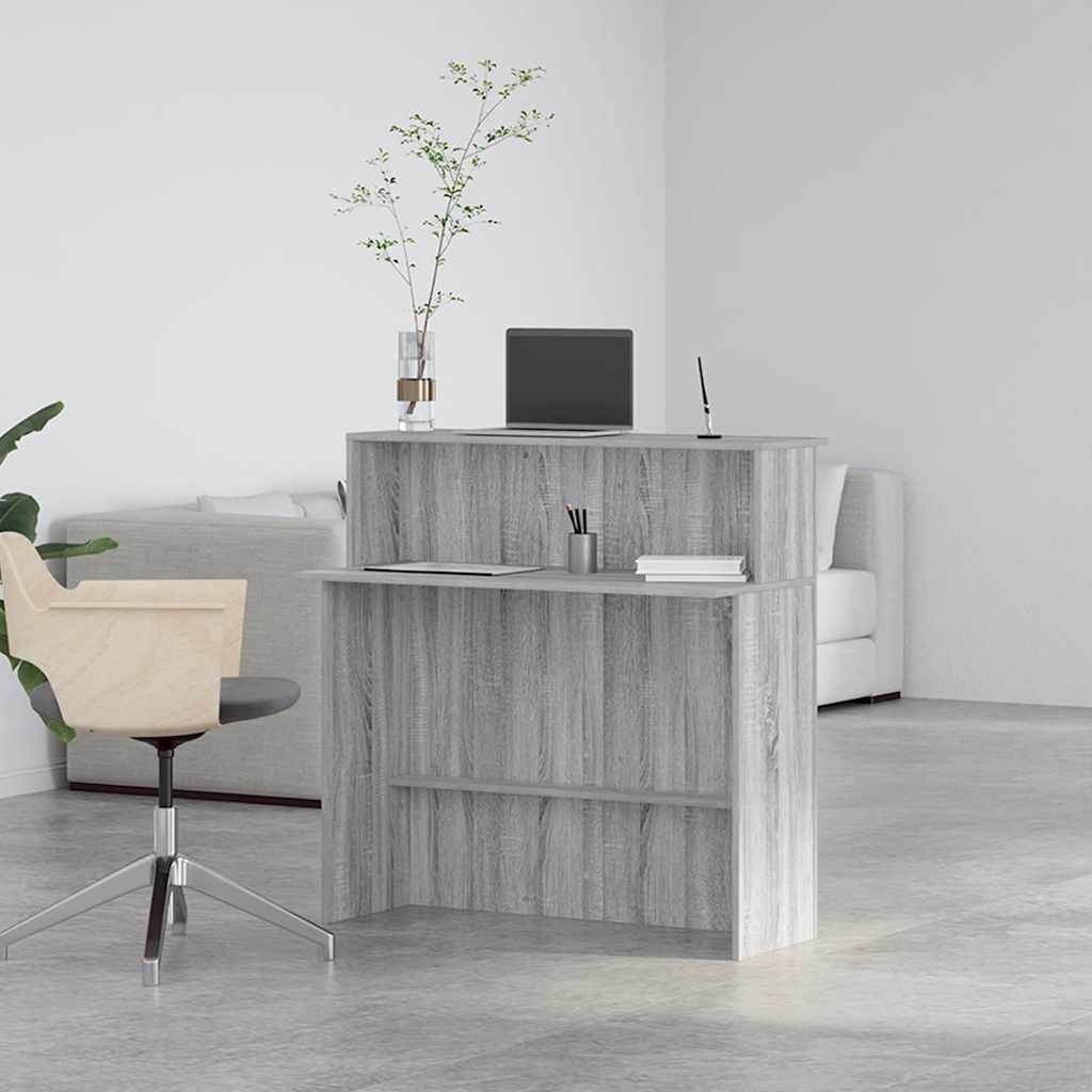 vidaXL Reception Desk Grey Sonoma 100x50x103.5 cm Engineered Wood