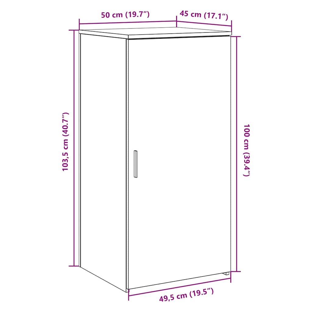 vidaXL Storage Cabinet Sonoma Oak 50x45x103.5 cm Engineered Wood