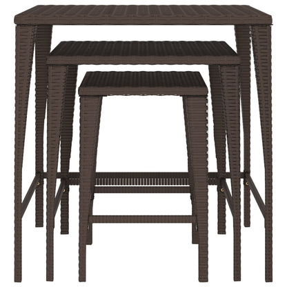 vidaXL Garden Nesting Tables 3 pcs Brown Poly Rattan
