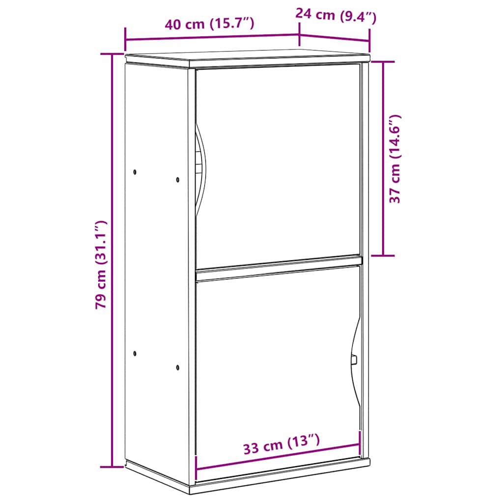 vidaXL Side Cabinet ODDA 40x24x79 cm Solid Wood Pine