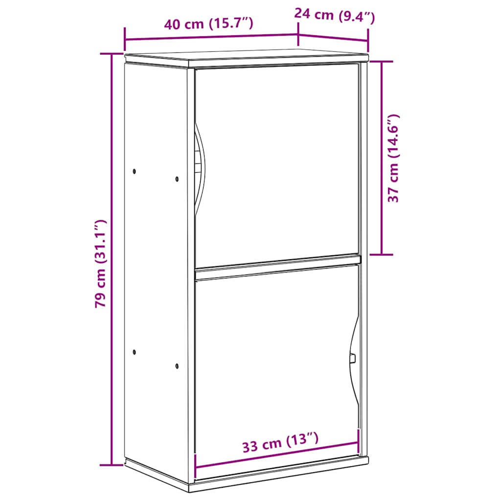vidaXL Side Cabinet ODDA White 40x24x79 cm Solid Wood Pine