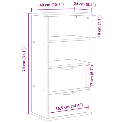 vidaXL Side Cabinet with Drawers "ODDA" White 40x24x79 cm Solid Wood Pine