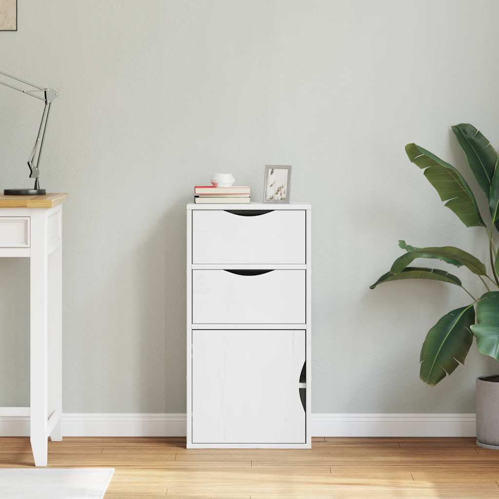 vidaXL Side Cabinet with Drawers "ODDA" White 40x24x79 cm Solid Wood Pine