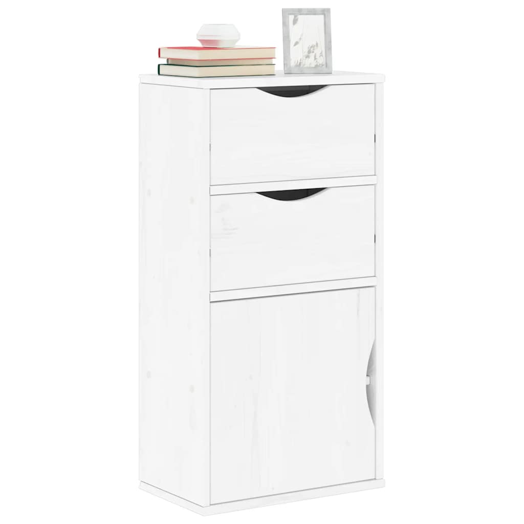 vidaXL Side Cabinet with Drawers "ODDA" White 40x24x79 cm Solid Wood Pine