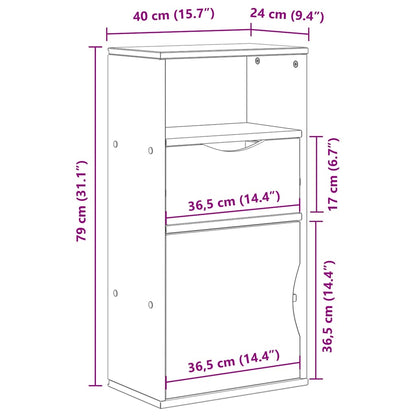 vidaXL Side Cabinet with Drawer ODDA 40x24x79 cm Solid Wood Pine