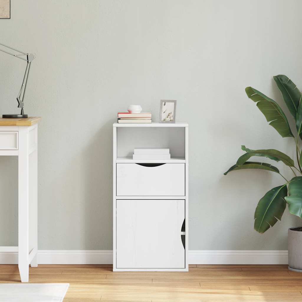 vidaXL Side Cabinet with Drawer "ODDA" White 40x24x79 cm Solid Wood Pine