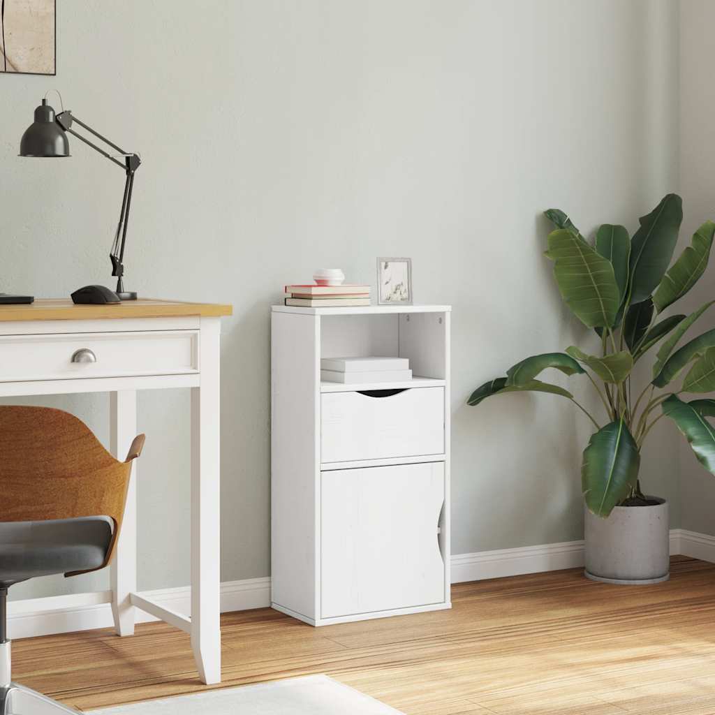 vidaXL Side Cabinet with Drawer "ODDA" White 40x24x79 cm Solid Wood Pine