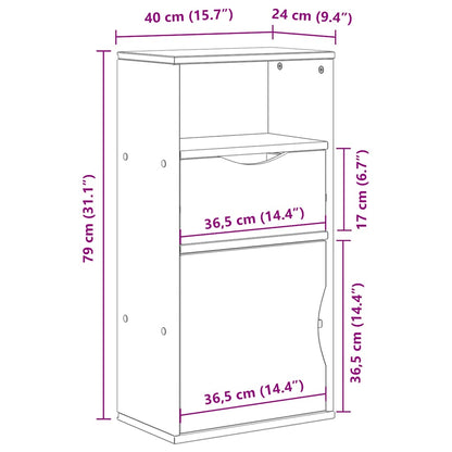 vidaXL Side Cabinet with Drawer "ODDA" White 40x24x79 cm Solid Wood Pine