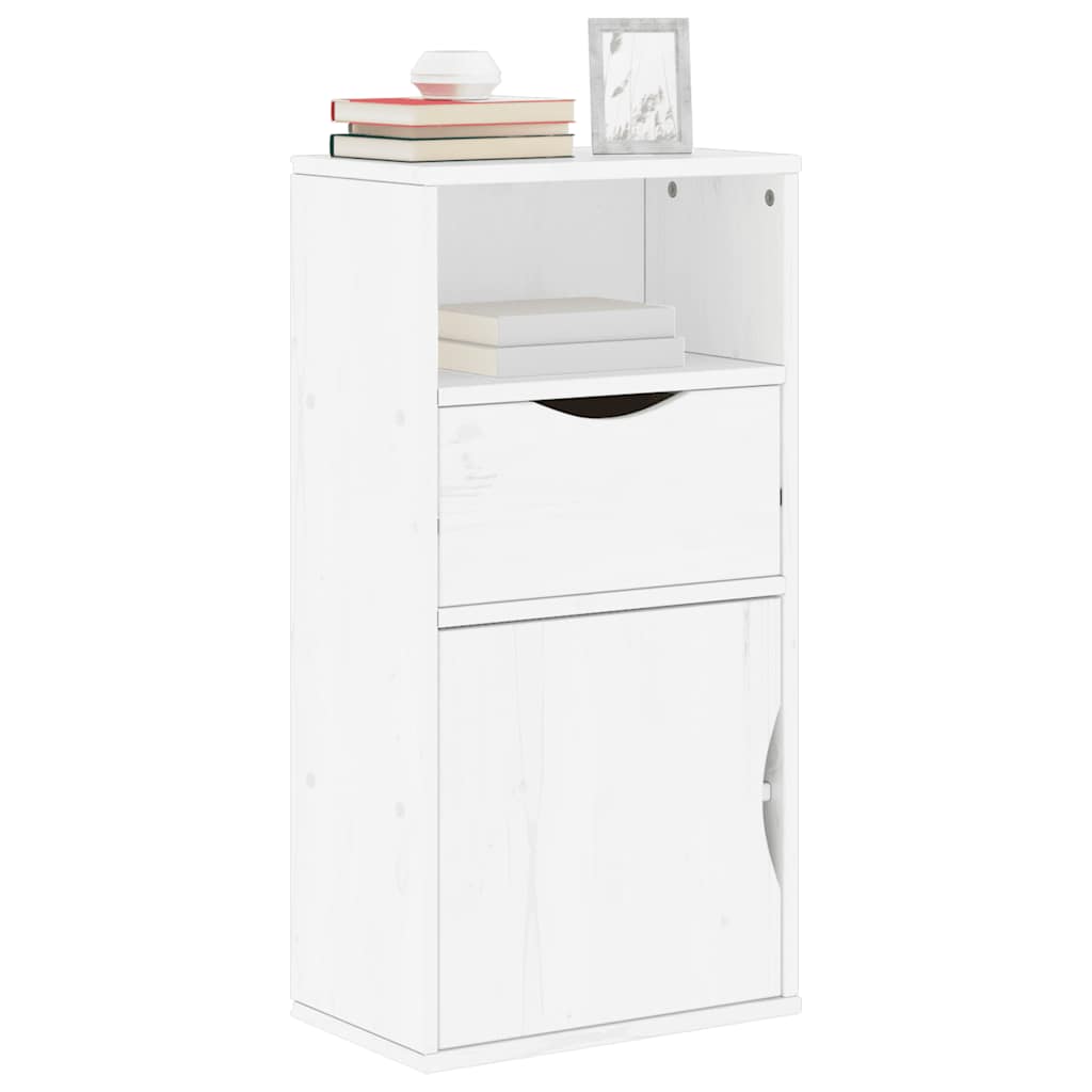 vidaXL Side Cabinet with Drawer "ODDA" White 40x24x79 cm Solid Wood Pine