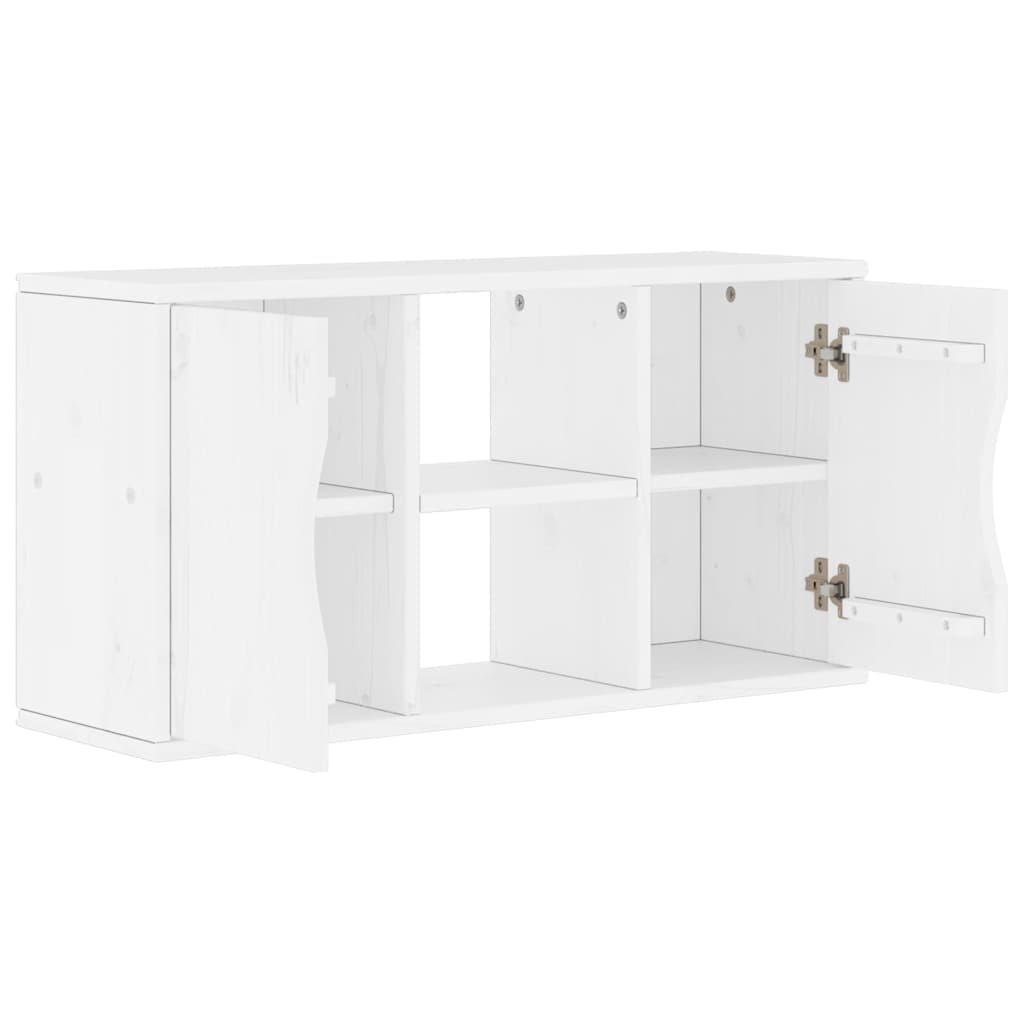 vidaXL TV Cabinet ODDA White 79x24x40 cm Solid Wood Pine