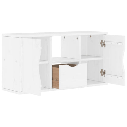 vidaXL TV Cabinet with Drawer ODDA White 79x24x40 cm Solid Wood Pine