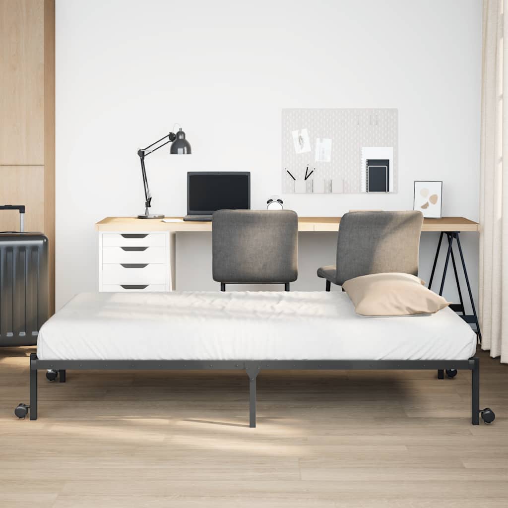 vidaXL Bed Frame without Mattress Foldable Black 75x190 cm Steel