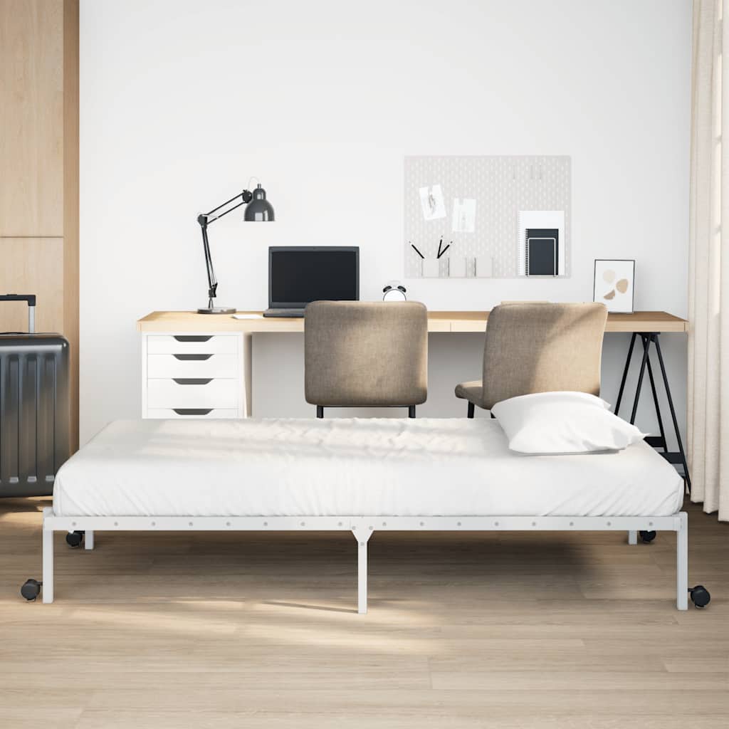 vidaXL Bed Frame without Mattress Foldable White 80x200 cm Steel