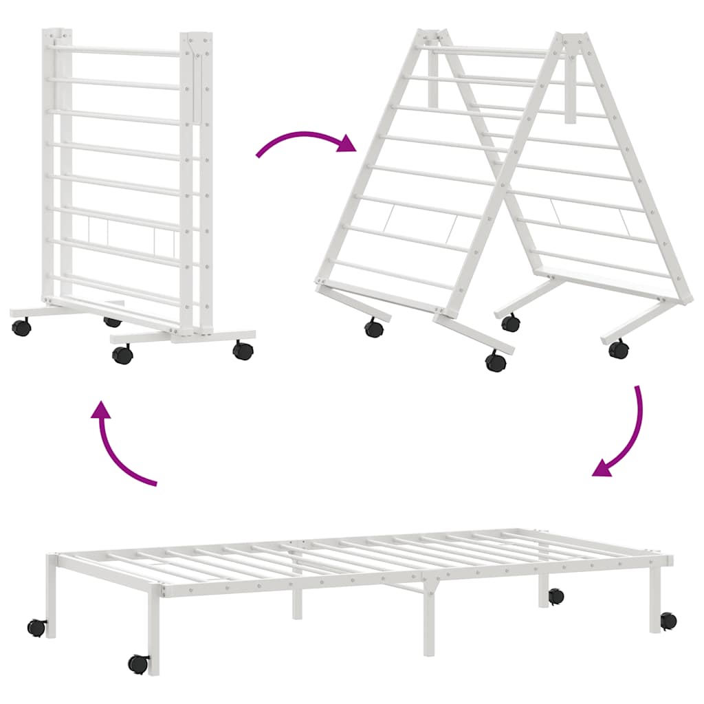 vidaXL Bed Frame without Mattress Foldable White 80x200 cm Steel