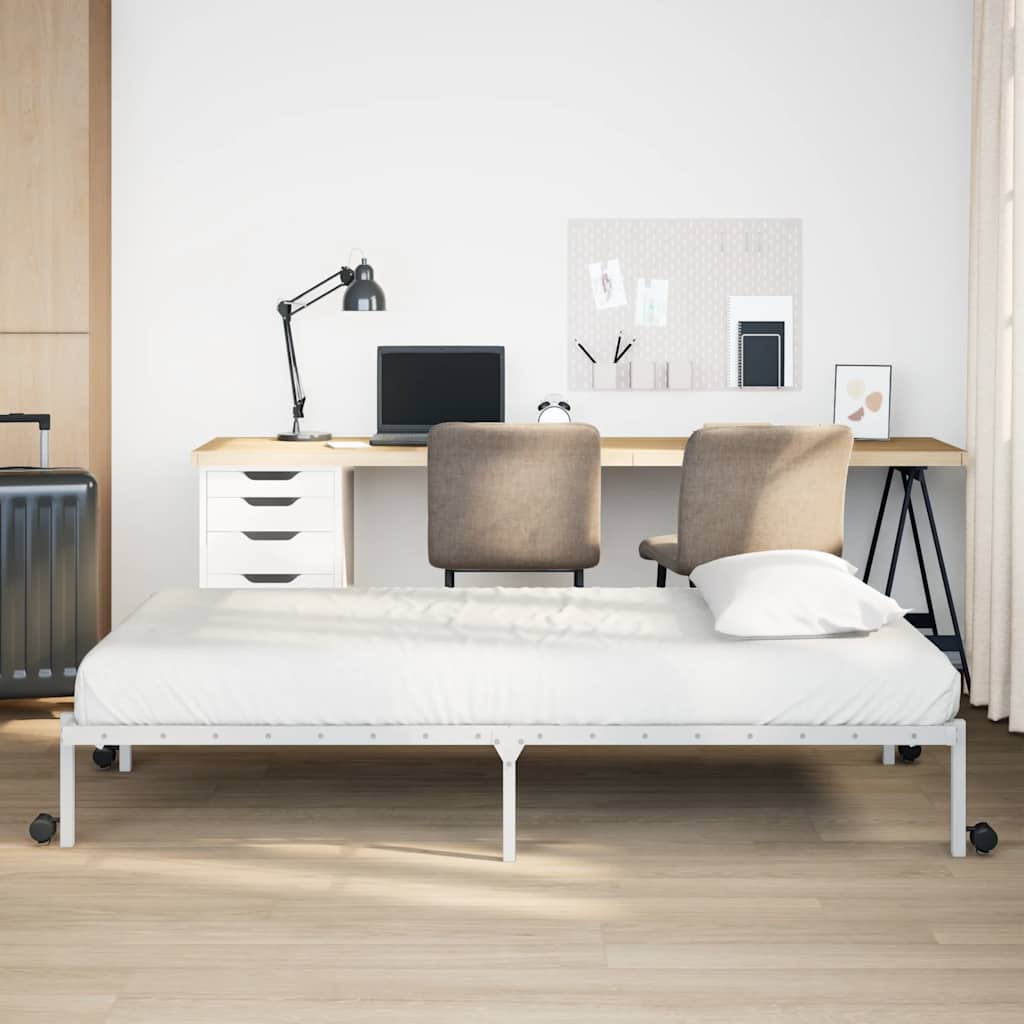 vidaXL Bed Frame without Mattress Foldable White 90x190 cm Steel