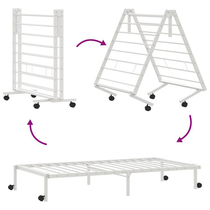 vidaXL Bed Frame without Mattress Foldable White 107x203 cm Steel
