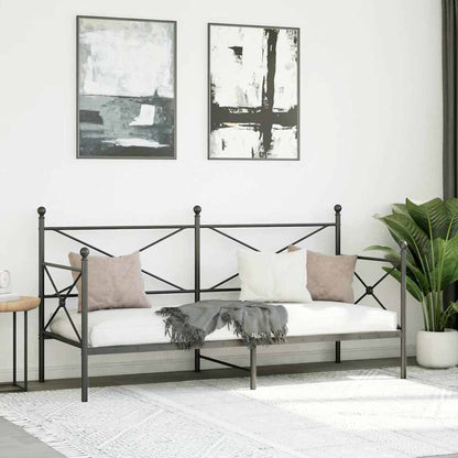 vidaXL Day Bed without Mattress Black 75x190 cm Steel