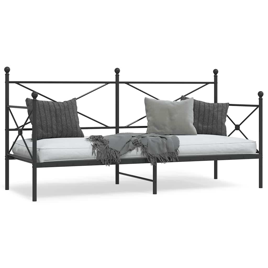 vidaXL Day Bed without Mattress Black 75x190 cm Steel