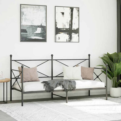 vidaXL Day Bed without Mattress Black 90x200 cm Steel
