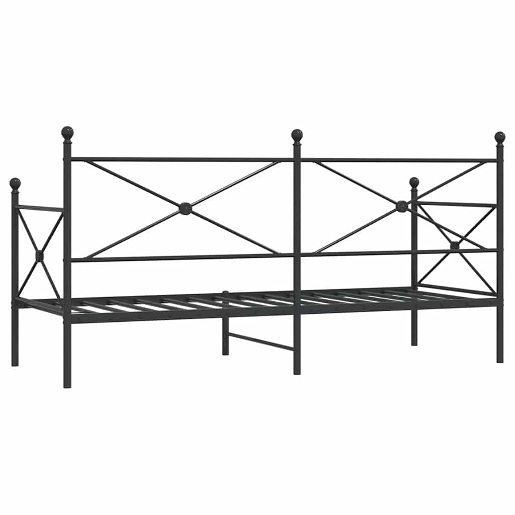 vidaXL Day Bed without Mattress Black 90x200 cm Steel