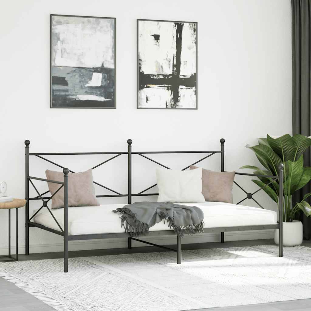 vidaXL Day Bed without Mattress Black 100x190 cm Steel