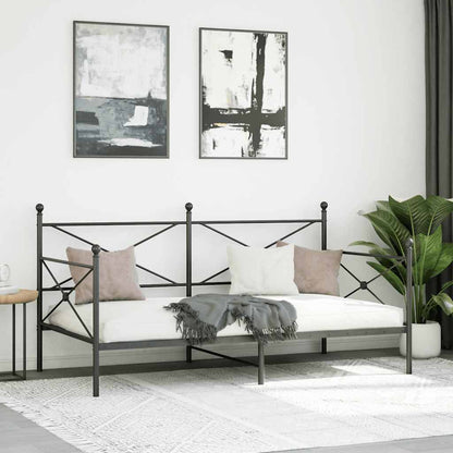 vidaXL Day Bed without Mattress Black 100x190 cm Steel