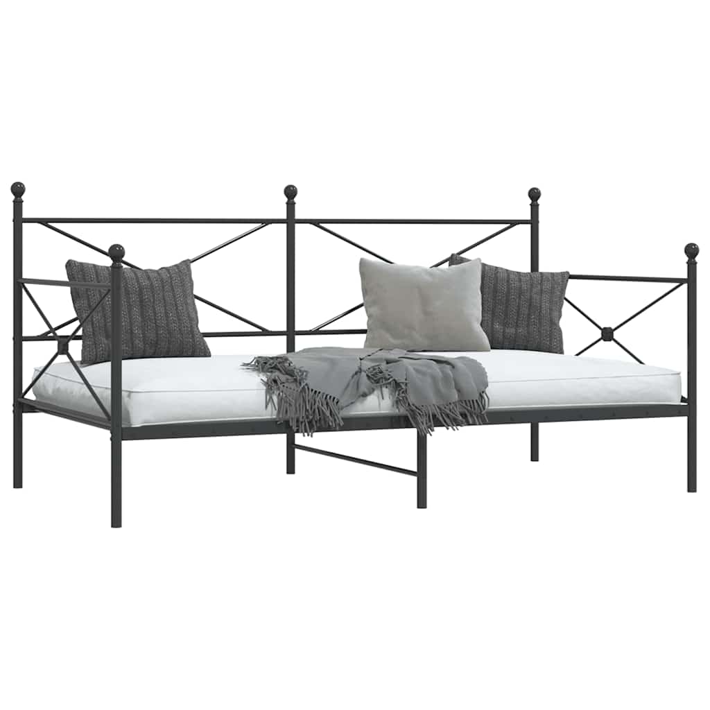 vidaXL Day Bed without Mattress Black 100x190 cm Steel